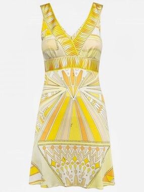 Emilio Pucci Yellow & White Geometric Mini Dress